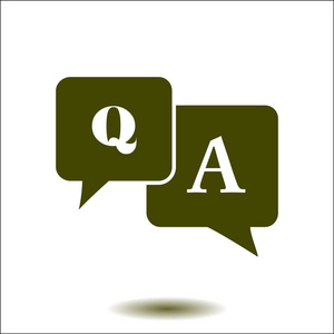 A sign symbol. Speech bubbles with question and answer.