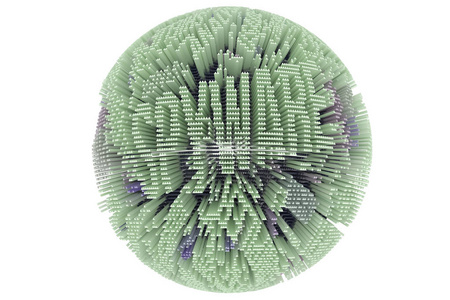 间谍软件的关键词。球体或行星，几何结构，商业或金融。用于网页，壁纸，平面设计，目录，纹理或背景..彩色三维渲染。