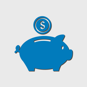 小猪银行图标。钱箱的象形文字。平面设计。