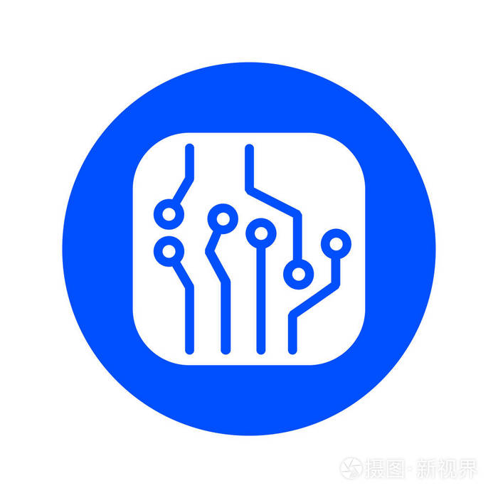 电路板图标技术方案平方符号平面设计风格