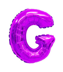 白色背景上的字母g紫色气球