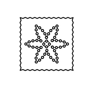  white illustration of decorative patch applique to repair cloth