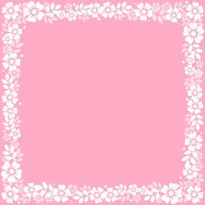 粉红色的方形背景，装饰框架白色的花和叶子，用于装饰邀请或婚礼海报情人节情人节情人节情人节，情人节书信或文字广告花店假日
