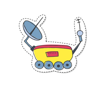 带有月球车的贴纸. 手绘素描. 矢量图.照片