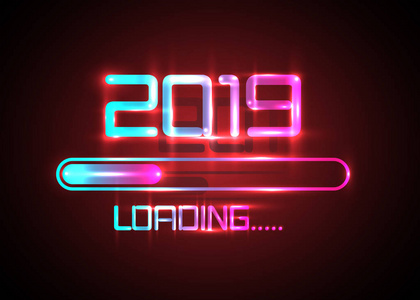 s eve. Vector illustration with 2019 loading. Isolated or dark l