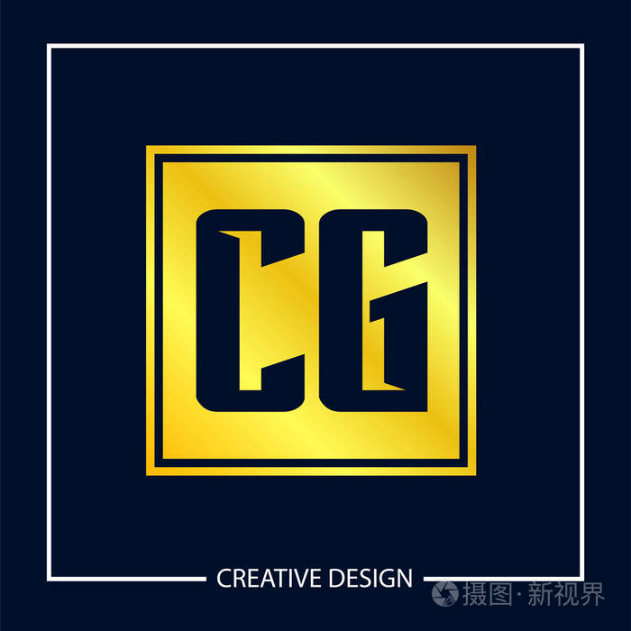 初始字母cg标志模板设计矢量插图