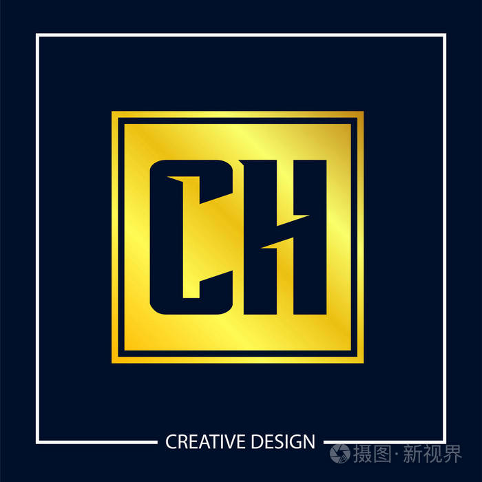 初始字母ch标志模板设计矢量插图