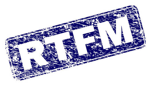 划痕的 rtfm 框架圆角矩形邮票