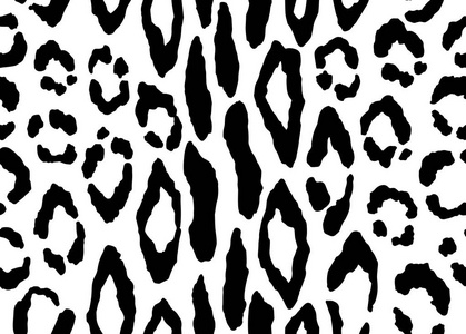 矢量豹纹无缝单色图案在白色背景上。