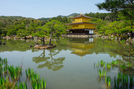 金阁是日本京都北部的禅宗寺。 上面两层完全覆盖着金叶。 被正式称为罗孔吉