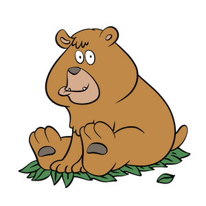 棕色熊坐着卡通
