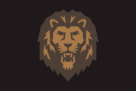 骄傲的动物狮子头矢量标志模板创意插图. 动物野生猫脸图形标志.