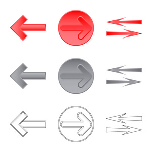 元素和箭头符号的矢量插图。网站的元素和方向股票符号集