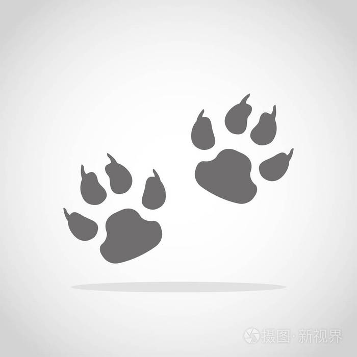 狗或猫爪打印图标矢量图平面设计孤立的爪印