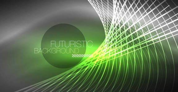 数字技术抽象背景霓虹灯几何设计。抽象的发光线条。五颜六色的技术背景。未来派形状