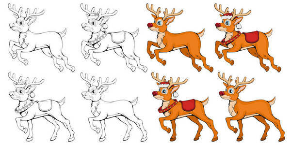 s holiday. Christmas deer. Winter character head. Different new 