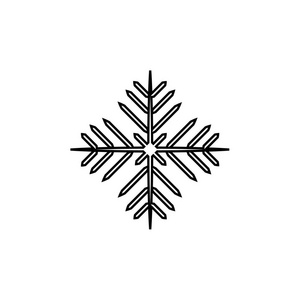 雪花冬季黑色隔离线图标轮廓白色背景