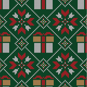 圣诞针织图案。 冬季几何无缝图案。 毛衣围巾被子或衣服质地的设计。 矢量图。