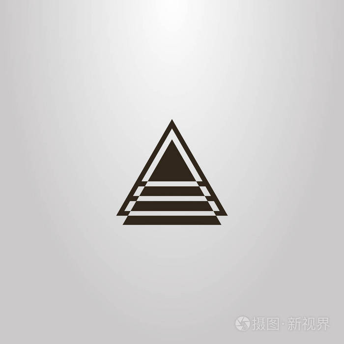 黑白简单向量抽象几何轮廓符号三角形上有线条