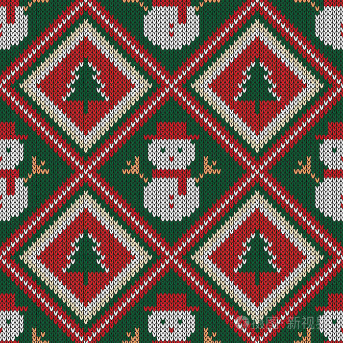 圣诞针织图案. 冬季几何无缝图案. 毛衣,围巾,被子或衣服质地的设计.