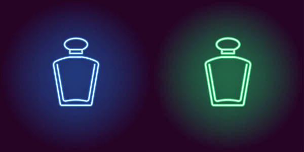 带有背光的霓虹灯风格的蓝色和绿色香水火焰的矢量插图.