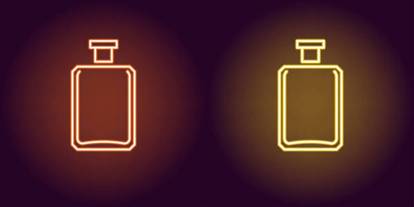 带有背光的霓虹灯风格的橙色和黄色香水火焰的矢量插图.