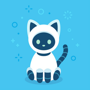蓝色小猫卡通图图片