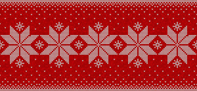 红白圣诞无缝图案背景与雪花矢量