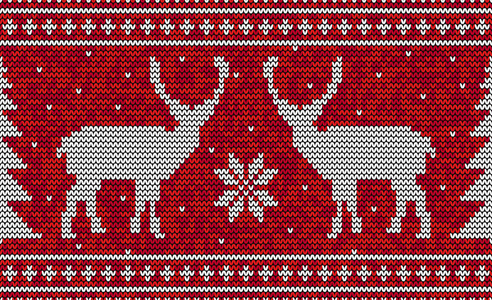 圣诞无缝图案背景与鹿和松树矢量
