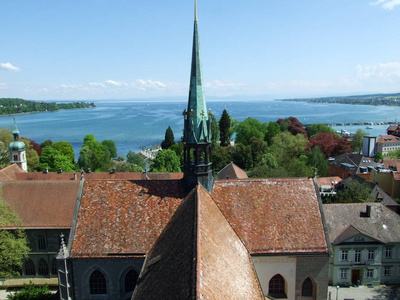 从大教堂塔德意志联邦共和国俯瞰康斯坦茨市全景