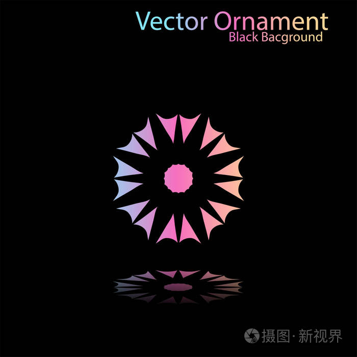 白色孤立背景上的圆形梯度曼陀罗矢量波霍曼达拉绿色和粉红色有花图案