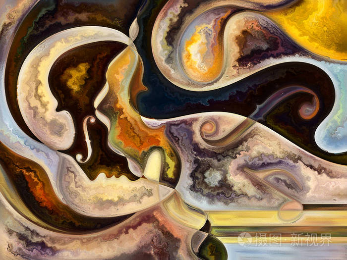 抽象构成丰富的色彩有机纹理流动曲线适合于与内心世界心灵和自然有关
