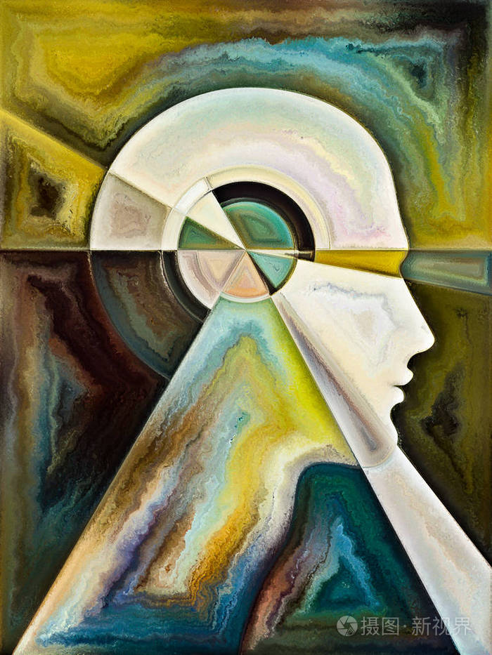 人类面部的抽象构成丰富的色彩,有机纹理,流动曲线,适合于与内心世界