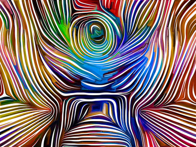 由抽象图案木刻构成的设计,作为对创意,艺术和设计主题的隐喻照片