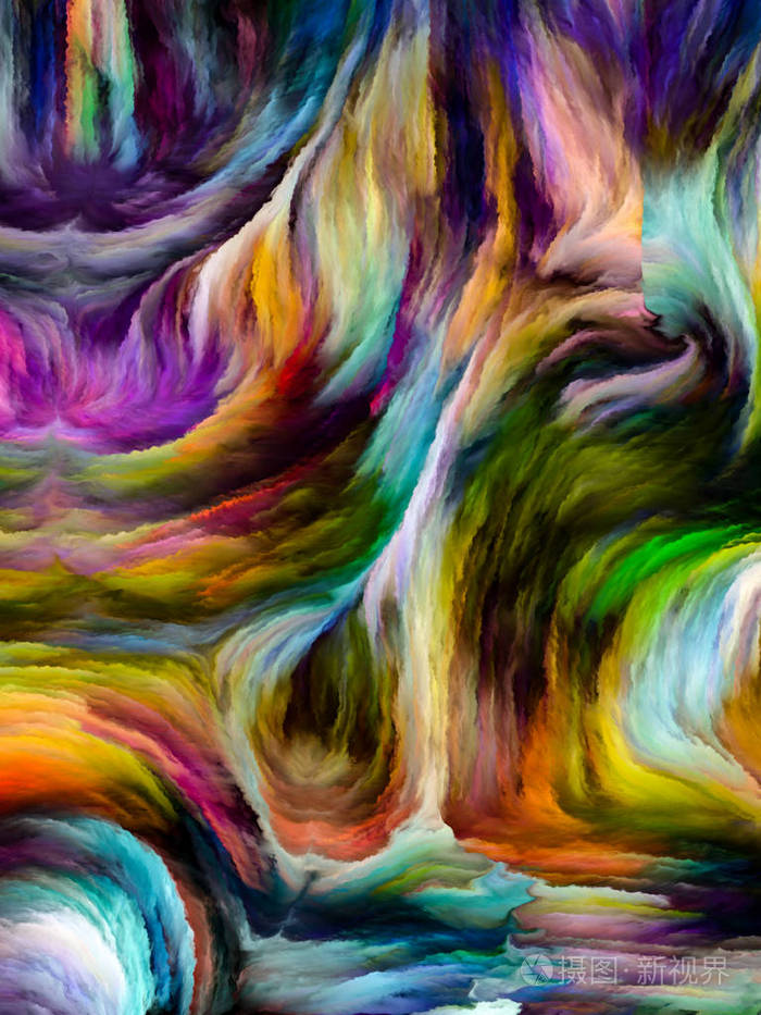 液体颜色系列多种色彩颜料条纹的创意排列作为创意艺术和设计主题的