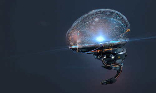 控制论人工机器人大脑人工智能未来概念设计3渲染照片