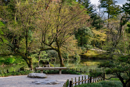 金川花园周围的景观是日本金泽市最美丽的风景园林之一