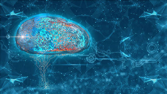 网络脑A I未来界面概念设计数字背景3渲染