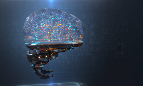 控制论人工机器人大脑人工智能未来概念设计3渲染
