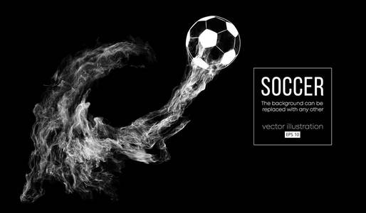 一个足球的抽象剪影在黑暗的黑色背景从微粒。足球。世界和欧洲联赛。背景可以更改为任何其他矢量插图