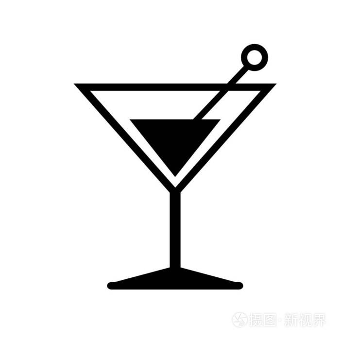 马提尼鸡尾酒玻璃图标简单矢量图