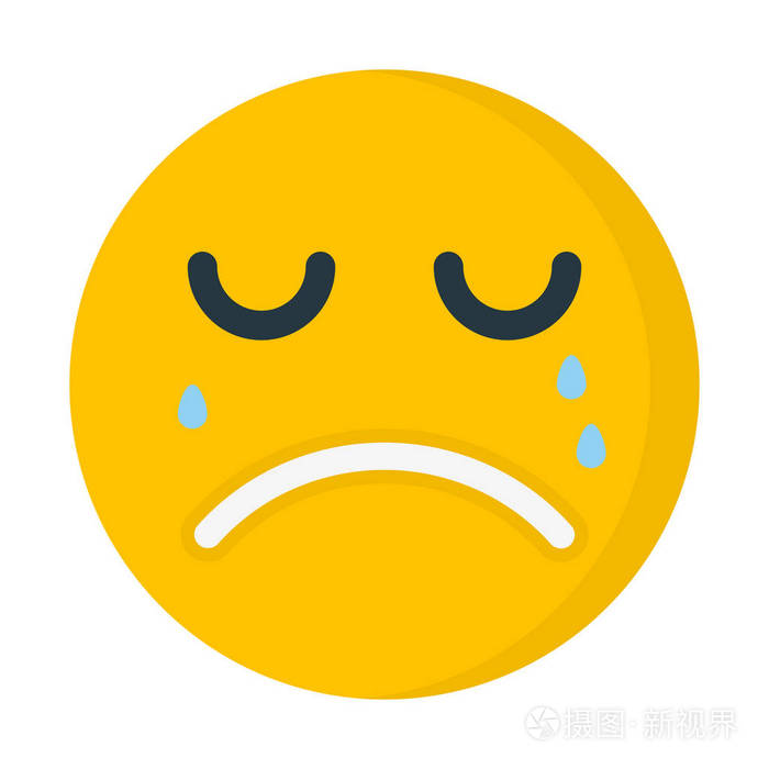 哭表情符号简单矢量插图