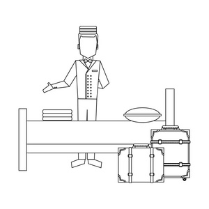 酒店行李员服务黑色和白色