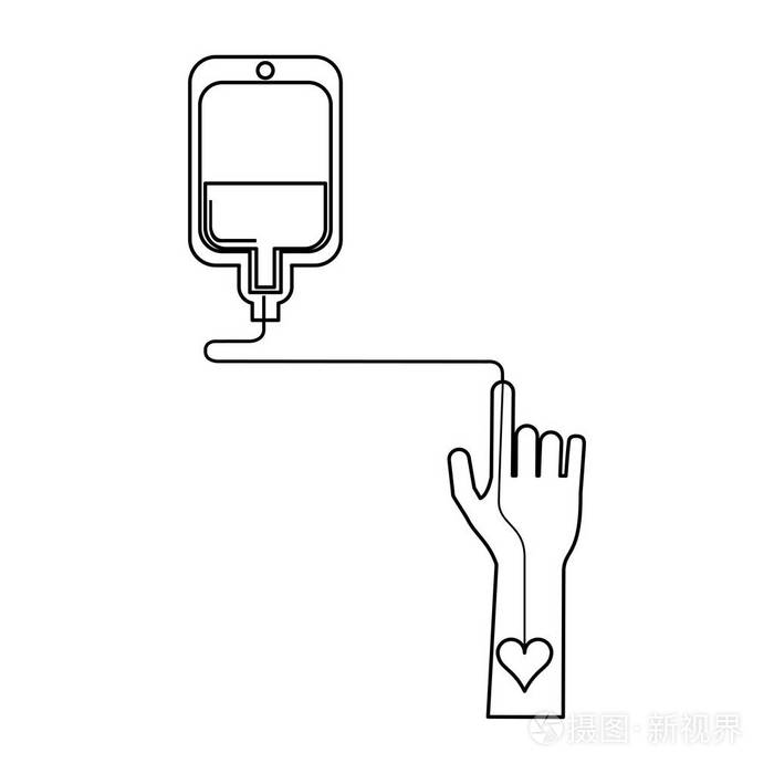 手上的血液转移黑色和白色插画-正版商用图片15jdql-摄图新视界