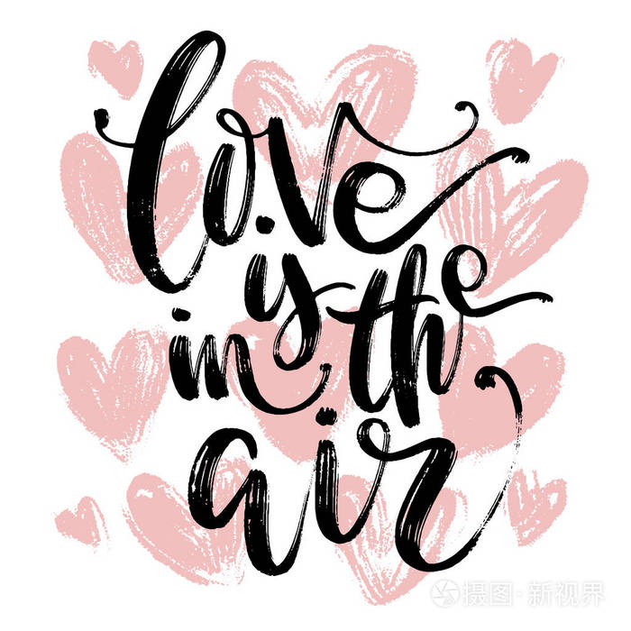 创意艺术手绘卡片.向量例证.爱模板.爱是在空气中的文字与心的背景