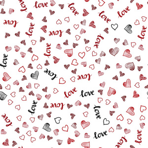 暗红色矢量无缝模板与文字爱你的心。 浪漫的插图与五颜六色的短语爱你的心。 壁纸面料制造商的设计。