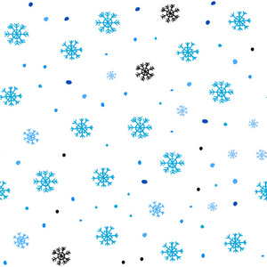浅蓝色矢量无缝图案与圣诞雪花。 彩色雪花在抽象背景上有梯度。 纺织品壁纸设计。