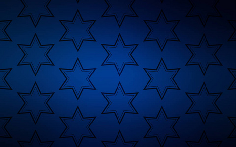 深蓝色矢量背景与彩色恒星。 抽象模板上带有星星的装饰插图。 智能设计为您的商业广告。