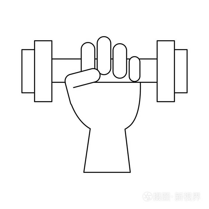 手拿哑铃黑色和白色插画-正版商用图片15jgkm-摄图新视界