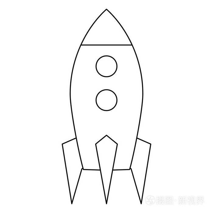 火箭起飞标志黑色和白色插画-正版商用图片15jh1r-摄图新视界